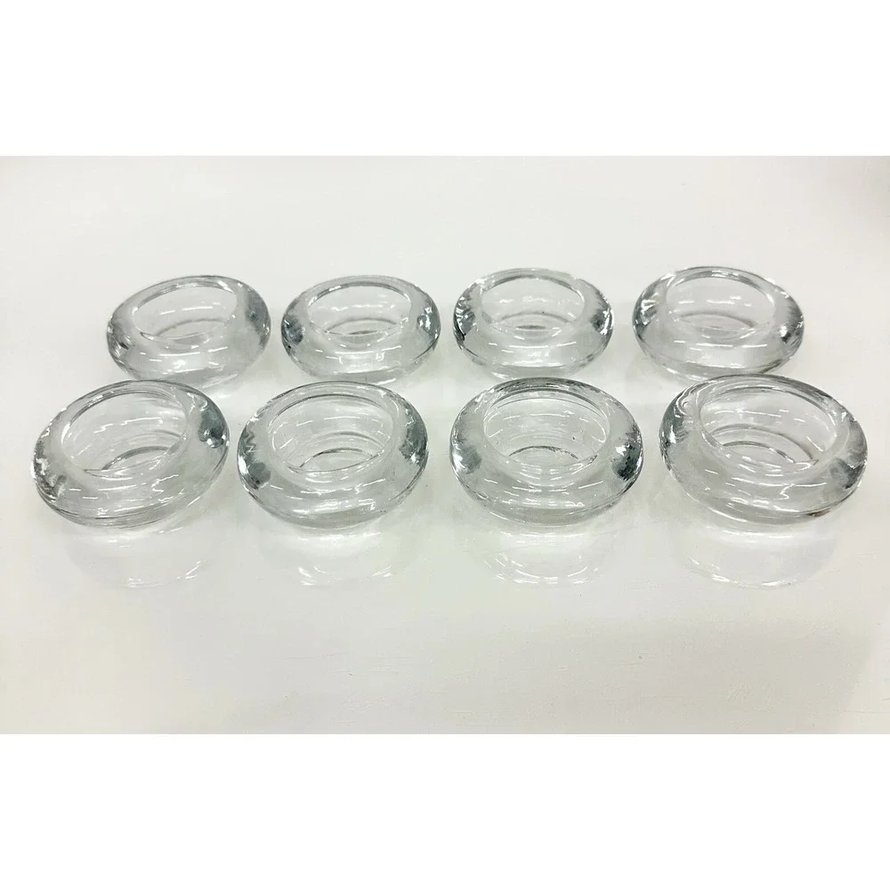 Heavy Glass Round Tea Light Candle Holders Mid Century Modern Art DECO Lot of 8